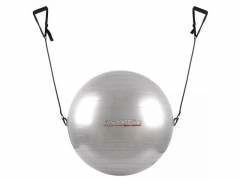 Piłka gimnastyczna z uchwytami 75cm - srebrna